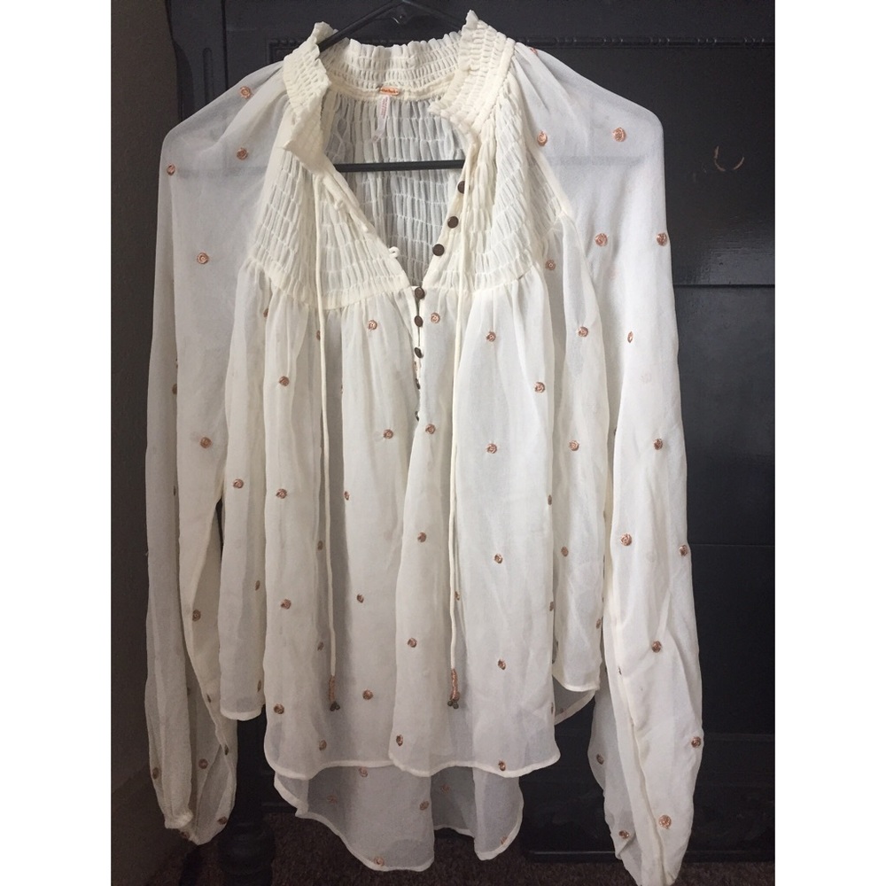 Free People sheer long sleeve top